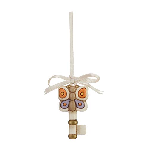 Thun - Chiave Con Farfalla Da Appendere - Bomboniera - Formato Mini - Ceramica - 3 X 6 Cm