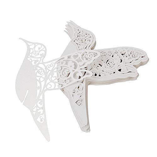Jzk 50 X Perlato Bianco Uccello Segnaposto Segnatavolo Carta Bomboniera Per Matrimonio Compleanno Nascita Battesimo Comunione Laurea Natale