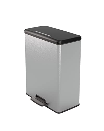 Curver Deco Bin - Pattumiera In Plastica, 65 L, Colore: Argento Metallizzato