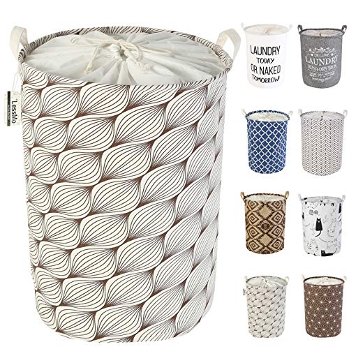 Lessmo 19,7" Con Coulisse Portabiancheria Bagagli Sorter, Pieghevole Pop-Up Lavanderia Cesti, Impermeabile Rotonda Cotone Lino