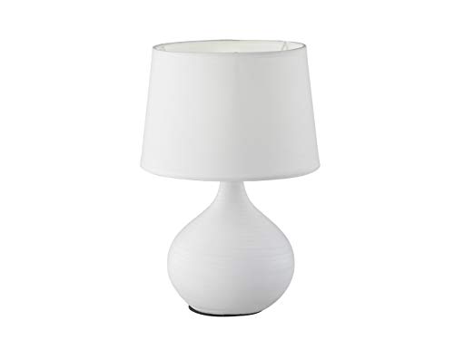 Reality Leuchten R50371025 Martin, Lampada Da Tavolo, Ceramica, E14, Cappuccino, 20 X 20 X 29 Cm, Bianco, 20 X 20 X 29 Cm, E14