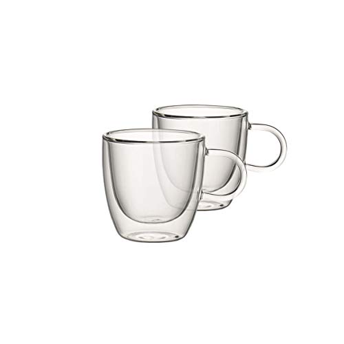 Villeroy & Boch Artesano Tazze, Set Da 2 Pezzi, 110 Ml Misurato All'Orlo, Vetro Borosilicato, Trasparente (Hot & Cold Beverages), S