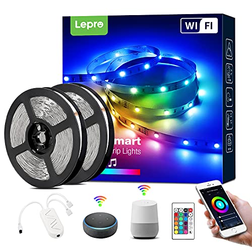 Lepro Striscia Led Rgb Alexa Con Musica, 10M (2 * 5M), Controllo Da Voce E App, Striscia Intelligente Compatibile Con Alexa& Google Home, Led Strisce 