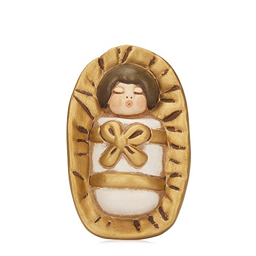 Thun® - Gesù Bambino Nella Mangiatoia - Versione Bianca - Statuine Presepe Classico - Ceramica - I Classici