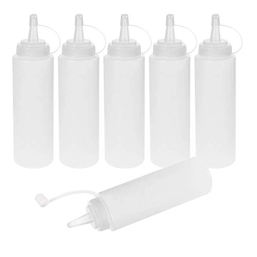 Squeezer, 6Pcs 8Oz Bottiglia Per Squeeze Con Tappi, Trasparente Condimento Dispenser, Squeeze - A Prova Di Perdite E Senza Bpa, Per Ketchup, Senape, M