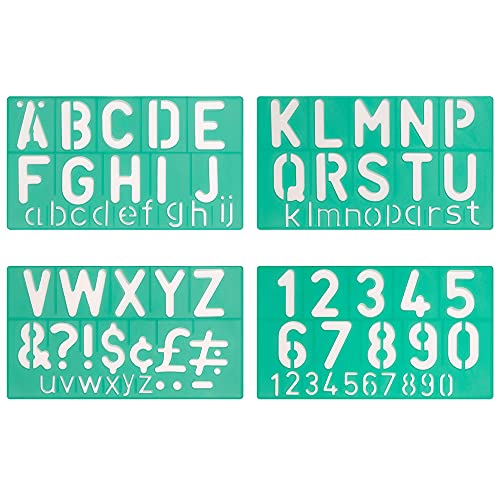 Linex - Foglio Con Lettere Per Stencil, 50Mm, Set Da 4, Colore Verde
