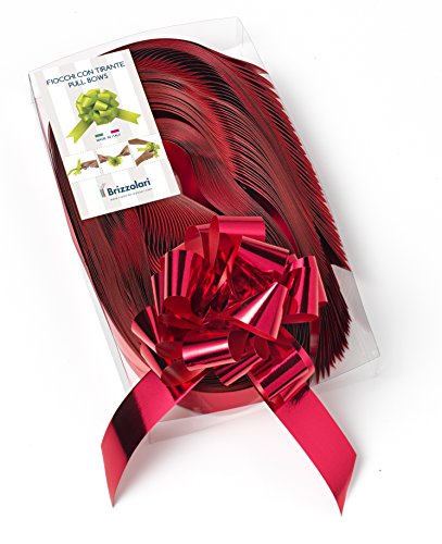 Brizzolari Nastri Fiocchi Rapidi Metallizzati, 50 Pezzi, 31 Mm, Decorazioni Addobbi Natale, Colore: Rosso