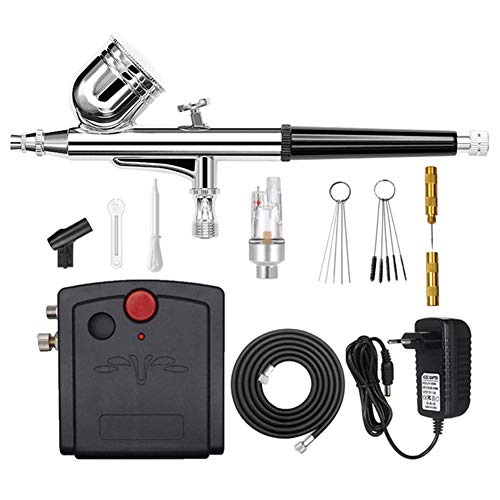 Aerografo Professionale Kit Con Mini Compressore Aerografo Set, Aerografo Doppia Azione Per Pittura Modellismo Pasticceria Unghie Nail Art Torte Airbr