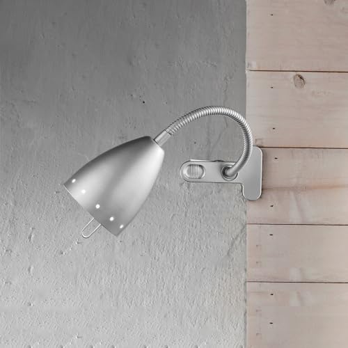 Lampada Da Tavolo Argento Flex Con Pinza - Misure H.51X11 Cm - 1Xe14 Max. 40W - Lampada Modello Perenz 4512A
