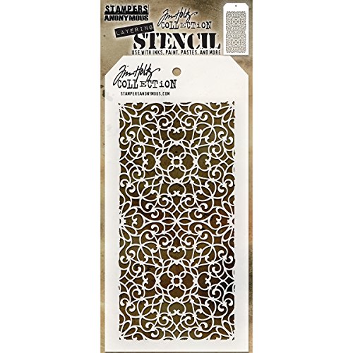 Stampers Anonymous Tim Holtz Doodle Stencil, Trasparente, Materiale Sintetico, Transparent, 28.3 X 11.4 X 0.1 Cm