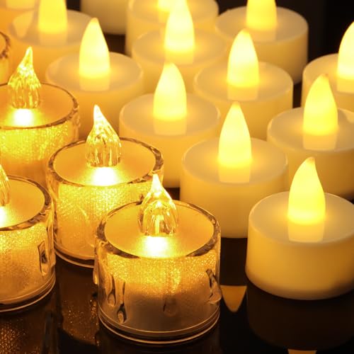 Led Tea Lights,Candele A Led 24Pack,Senza Fiamma,Luci A Led Realistico A Batteria Falso Candela,Luci Tealight Durevoli Per Vacanze,Feste,Natale,Decora