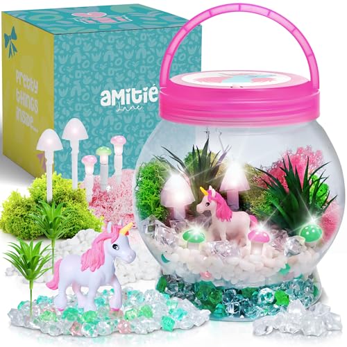 Amitié Lane Kit Terrario Unicorno Luce Per Bambini. Regali Unicorno Per Ragazze: Crea Lampada Notturna, Giochi, Arti E Mestieri. Regali Compleanno Per