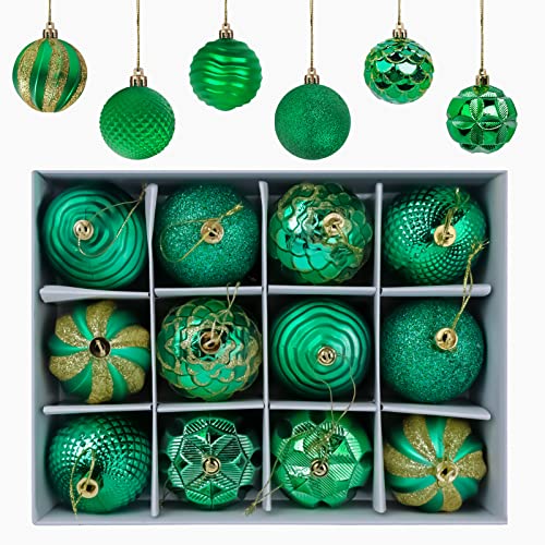 Gxhong Palle Di Natale, 12 Pezzi Decorazioni Albero Di Natale Palline Di Plastica, Ornamenti Decorativi Ciondoli Regali Sfere Per Albero Di Natale Luc