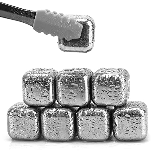 Cubetti Di Ghiaccio In Acciaio - Daffodil Mic108-8 Cubetti Di Ghiaccio Riutilizzabili In Acciaio Inossidabile Con Pinza