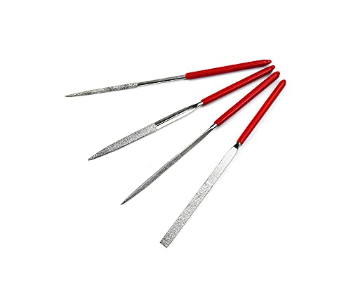 Kaiaiwluo Set Di File Di Diamanti,4 Pezzi Mini Piccoli File Di Ago Tiangolare Kit Di File Metallici A Forma Piatta Artigianale Legno Raspa Per Set Di