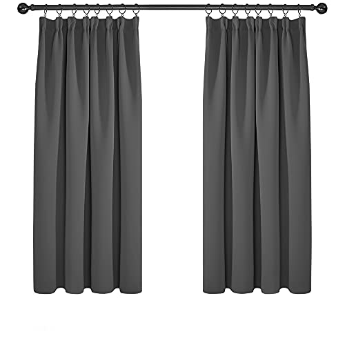 Deconovo Tende Camera Da Letto Oscuranti 2 Pezzi, Tende Moderne Per Soggiorno Interni, 168X138 Cm (Larghezza X Altezza), Grigio Scuro