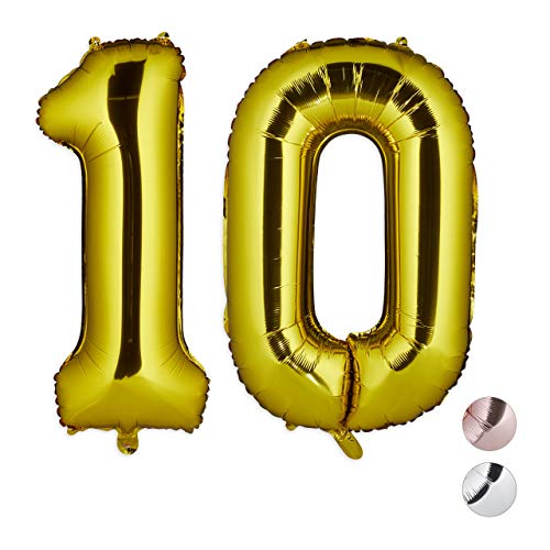 Palloncini Giganti In Foil Con Numero 10 Per Compleanni Con Cifre, Ad Aria E Ad Elio