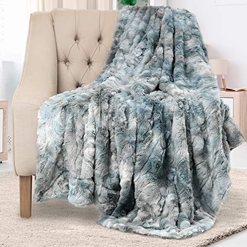 Everlasting Comfort Coperta In Finta Pelliccia, Double-Face, Morbida, Calda, Accogliente, Lussuosa, Soffice, Per Divano E Letto, Blu Artico (165 X 127