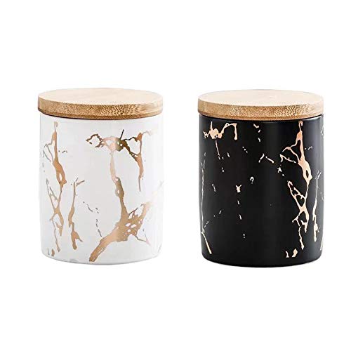 Kinlybo Set Di 2 Barattoli In Ceramica Con Coperchi, Tè, Caffè E Zucchero, Contenitori Ermetici Per Alimenti Da Cucina, In Bianco E Nero