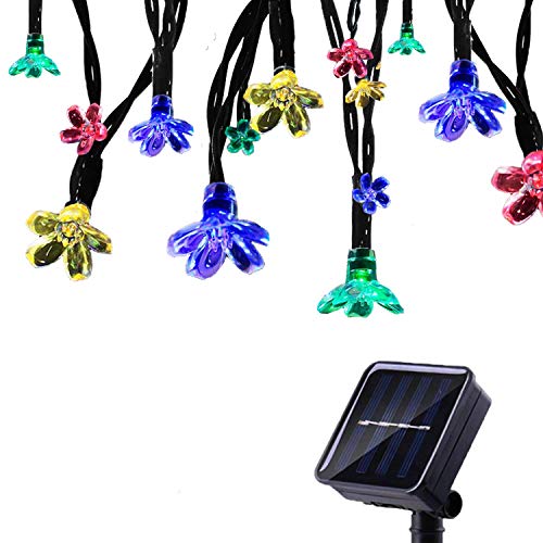Tuokay 7M 50 Led Luci Natalizie Da Esterno Formato Di Fiore Luci Decorazioni Natale Catene Luminose Solare Per Giardino Patio Albero Di Natale (Colora