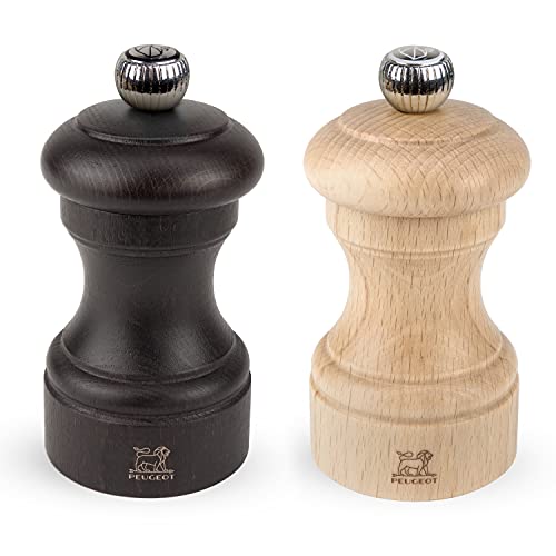 Peugeot - 2/22594 - Bistro, Set Di 2 Macinini Sale-Pepe In Legno, 5 X 5 X 10 Cm, Cioccolato/Naturale