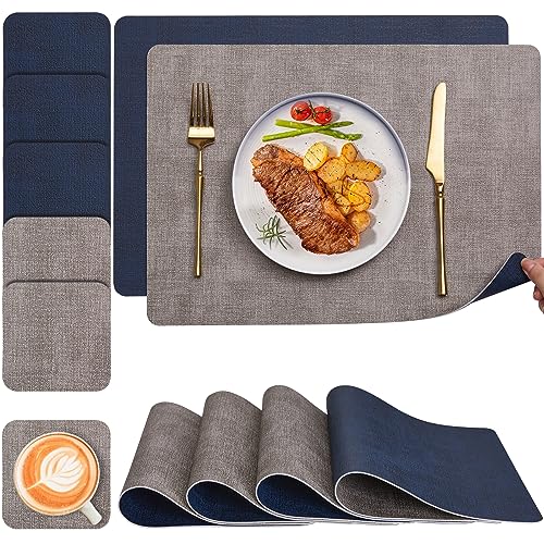 Myir Jun Tovagliette Americane Lavabili, Tovaglietta Americana Bifacciale Antiscivolo Impermeabile Tovagliette Colazione Plastica Facile Pulire Tovagl