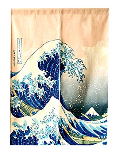 Ligicky Giapponese Noren Tenda Ristorante Lungo Curtain Doorway Curtains Corridoio Decorazione Domestica (Ukiyoe The Great Wave Off Kanagawa, 85×120Cm