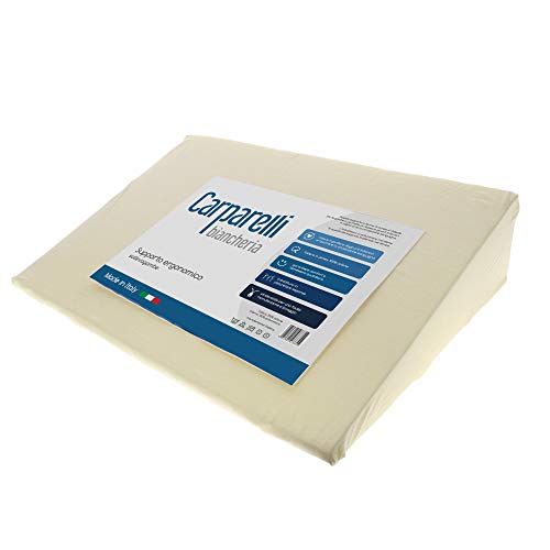 Carparelli Cuscino A Cuneo Per Letto Divano Da Lettura Supporto Ergonomico Sollevagambe Antireflusso Cotone 100% Made In Italy