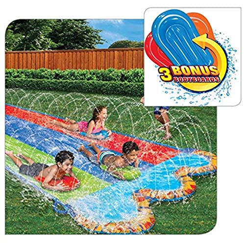 Banzai Triple Racer - Scivolo D'Acqua Da 4,6 M, Con 3 Bodyboard Inclusi, Multicolore