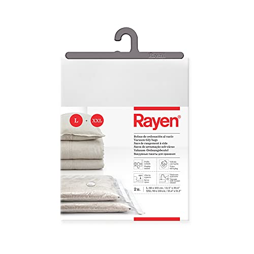 Rayen 6236 Sottovuoto Per Biancheria, Confezione 2 Sacchi (80 X 100 Cm Y 90 X 130 Cm), 3 Unità
