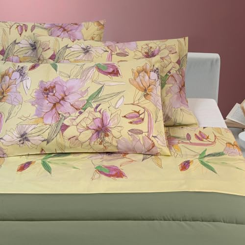 Gabel Completo Lenzuolo Matrimoniale Stampato Su Madapolan Di Puro Cotone (Madame)