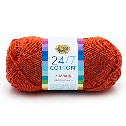 Lion Brand Yarn Company-Matassa Di Filato In Cotone, In Puro Cotone, Colore: Arancione
