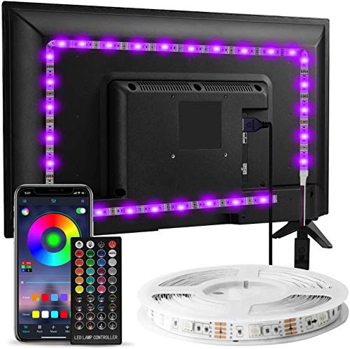 Enteenly Striscia Led Tv Retroilluminazione, 3M Luci Led Usb Alimentata Con Telecomando E Controllo App, Striscia Luminosa A Led Rgb 5050 Per Hdtv Da