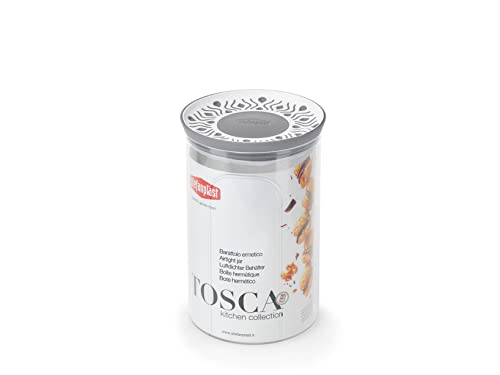 Stefanplast L.Tosca Grey Baratt. Tondo 1,2Lt 55454 Barattolo Tosca Lt.1,2 Stone Gr/Bi Ermetico D.12 H.18, 0, Multicolor, 220 Unità