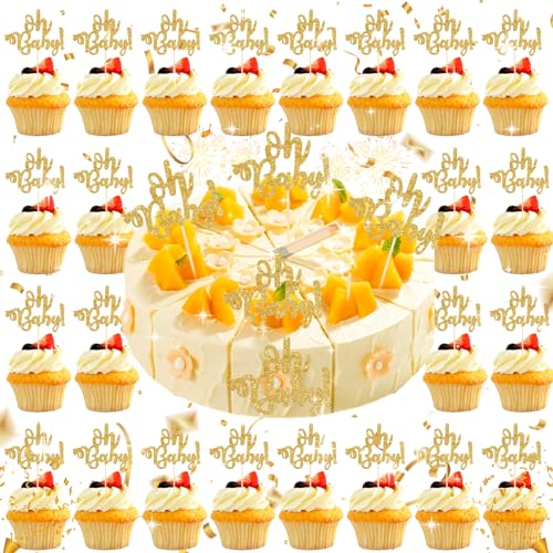 Bless 30 Pezzi Oh Baby Shower Cake Toppers, Glitter Oh Baby Cupcake Toppers Fornitura Decori, Per Matrimoni, Compleanni, Baby Shower, Decorazioni Per