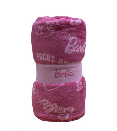 Hermet Barbie, Coperta Plaid Divano Letto Morbita, Soft Touch, 130X160, Rosa, Prodotto Ufficiale, Cameretta Bimba