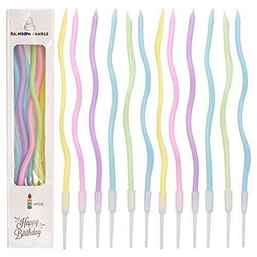 Candele A Spirale Di Compleanno,Roadloo 48 Pezzi Candele Torta Compleanno Multicolore Metallizzato Candele Cupcake Con Supporti Per Decorazione Della