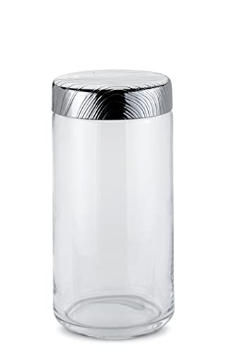 Alessi Veneer Pu05/150, Barattolo Da Cucina Ermetico Di Design, In Vetro Con Coperchio In Acciaio Inossidabile 18/10 Con Decoro In Rilievo