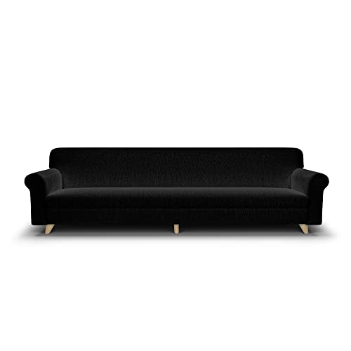 Italian Bed Linen Cdpbnero4P Copridivano, 97% Poliestere + 3% Elastan, Nero, 4 Posti