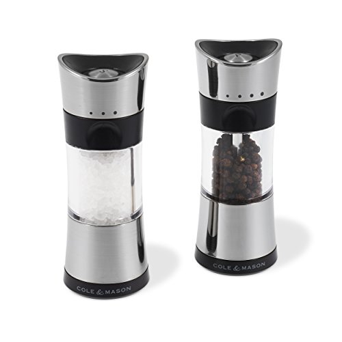 Cole & Mason H306598P Horsham Cromo Macina Sale E Pepe, Precision+, Macinatura Regolabile, Cromo, Acrilico, 154Mm, Pacco Regalo, Include 2 X Mulini