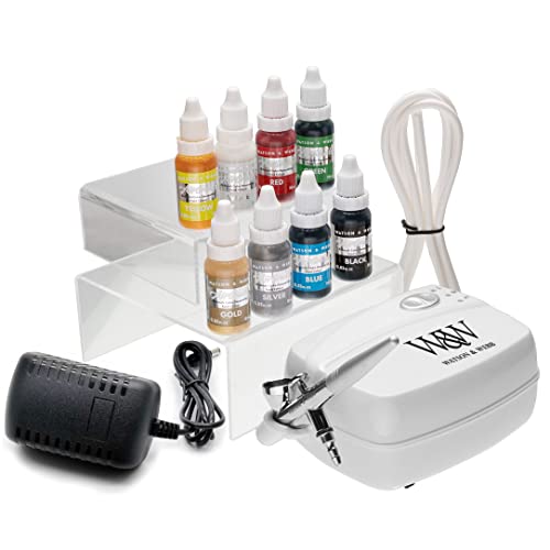 Watson & Webb Aerografo Per Pasticceria Kit Per Decorazione Torte Con 8 Colori