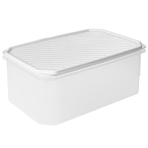 Tatay 1162201 Contenedor Alimentos Rectangular Gran Capacidad Con Tapa Flexible Blanca, Libre De Bpa, Bianco, 4,7L