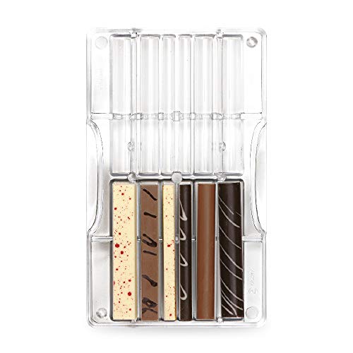 Decora 0050139 Stampo Professionale Cioccolatino Bastoncini E Pioli, 12 Cavità, 90 X 10/15 X H 10, In Policarbonato, Ideale Per Realizzare Cioccolatin
