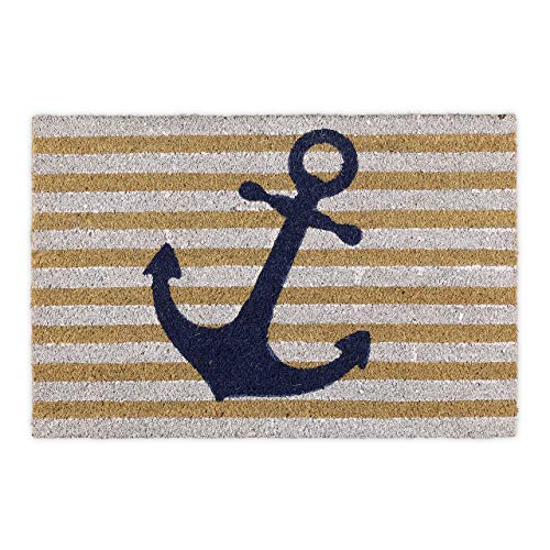 Relaxdays Zerbino Ingresso Casa, 40X60 Cm, Tappetino Con Ancora, Tappeto Fibra Di Cocco, Indoor E Outdoor, Multicolore