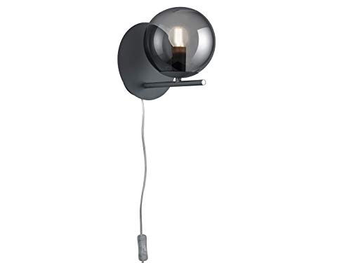 Trio Leuchten Applique Flore - Art Déco - Vetro,Acciaio - Nero - Tondo Max. 1 X 28