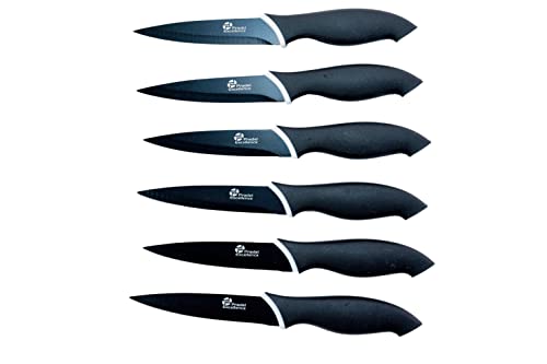 Pradel Excellence Cc006N 6 Coltelli Da Bistecca Lame Antiaderenti Acciaio Inox Nero