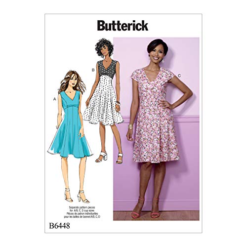 Butterick Patterns Butterick Pattern 6448 A5, Cartamodello Per Abiti Da Donna, Taglie 6 – 14, Multicolore