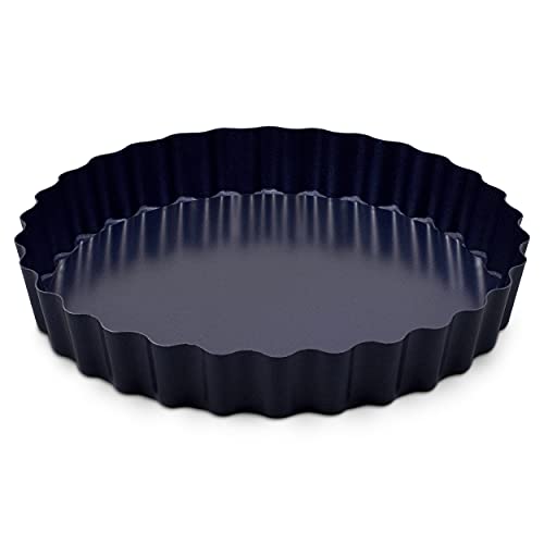 Zyliss E980197 Teglia Per Crostata Fondo Removibile Antiaderente, 25Cm, Acciaio Al Carbonio, Blu Scuro, Teglia Da Forno Per Torte, Quiche E Sformati,