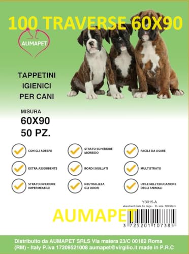 100 Tappetini Assorbenti Igienici Per Cani 60X90 Traverse Per Cane E Gatti Aumapet