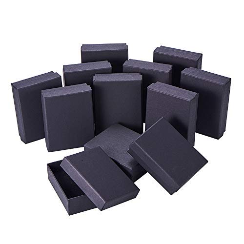 Nbeads 12 Pezzi Scatola Per Gioielli Nero, 9X7X3Cm Confezione Regalo In Cartone Artigianato Fai-Da-Te Per Orecchini Pendenti Collana Display E Imballa